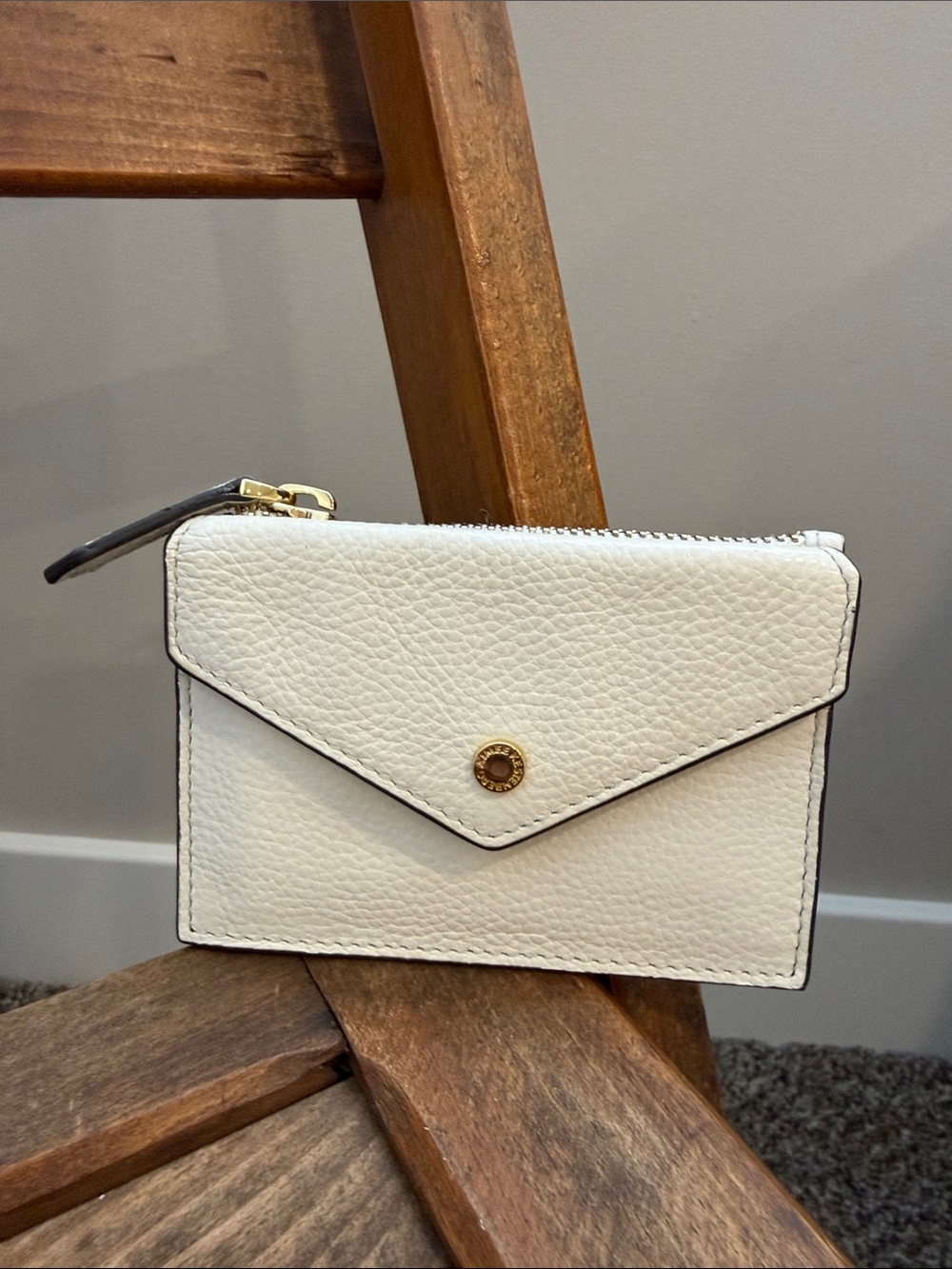 Aimee Kestenberg White Pebbled Leather Card Wallet